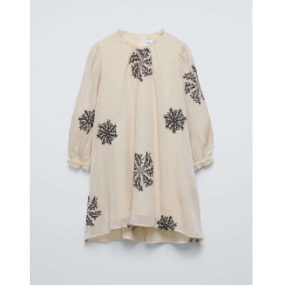 Zara Kids || Sequin Organza Dress || Ecru
